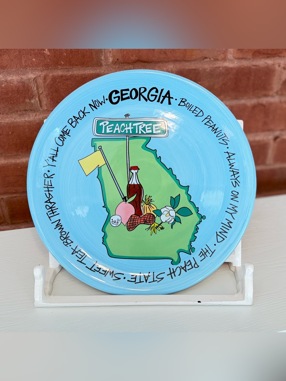 12” Magnolia Peachtree Georgia Decorative Plate - Light Blue